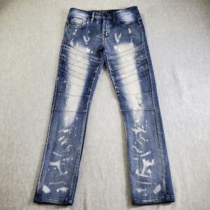 Southpole Jeans Womens 14 Blue Bleached Straight Leg Denim